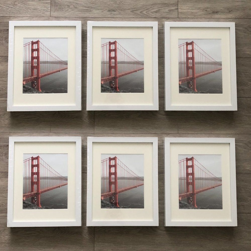BRAND NEW Frametory Set of 6 - 11x14 White Picture Frame Made to Display 8x10